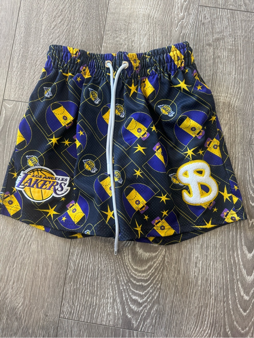 Adult XS Mesh Shorts in Black, Purple & Yellow